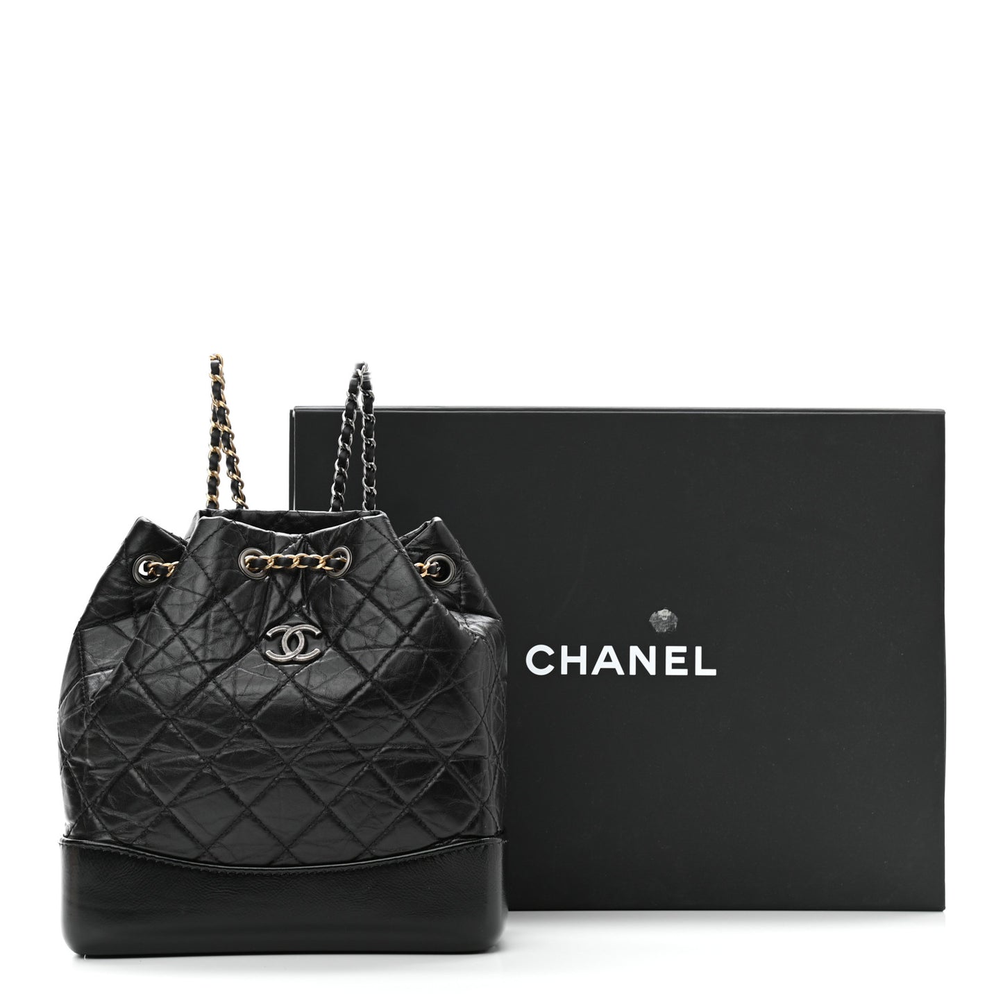 Aged Calfskin Quilted Small Gabrielle Backpack Black
