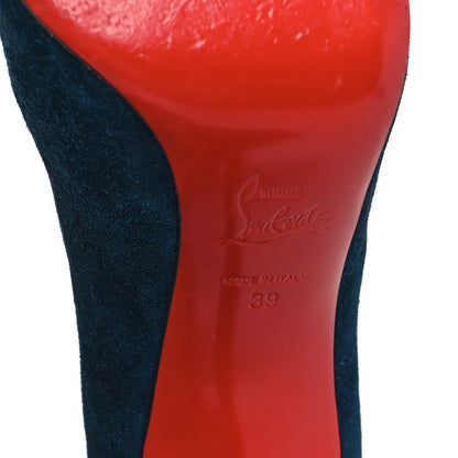 Christian Louboutin Veau Velours Pigalle Follies 100 Pumps 39 Blue Khol 7 of 10