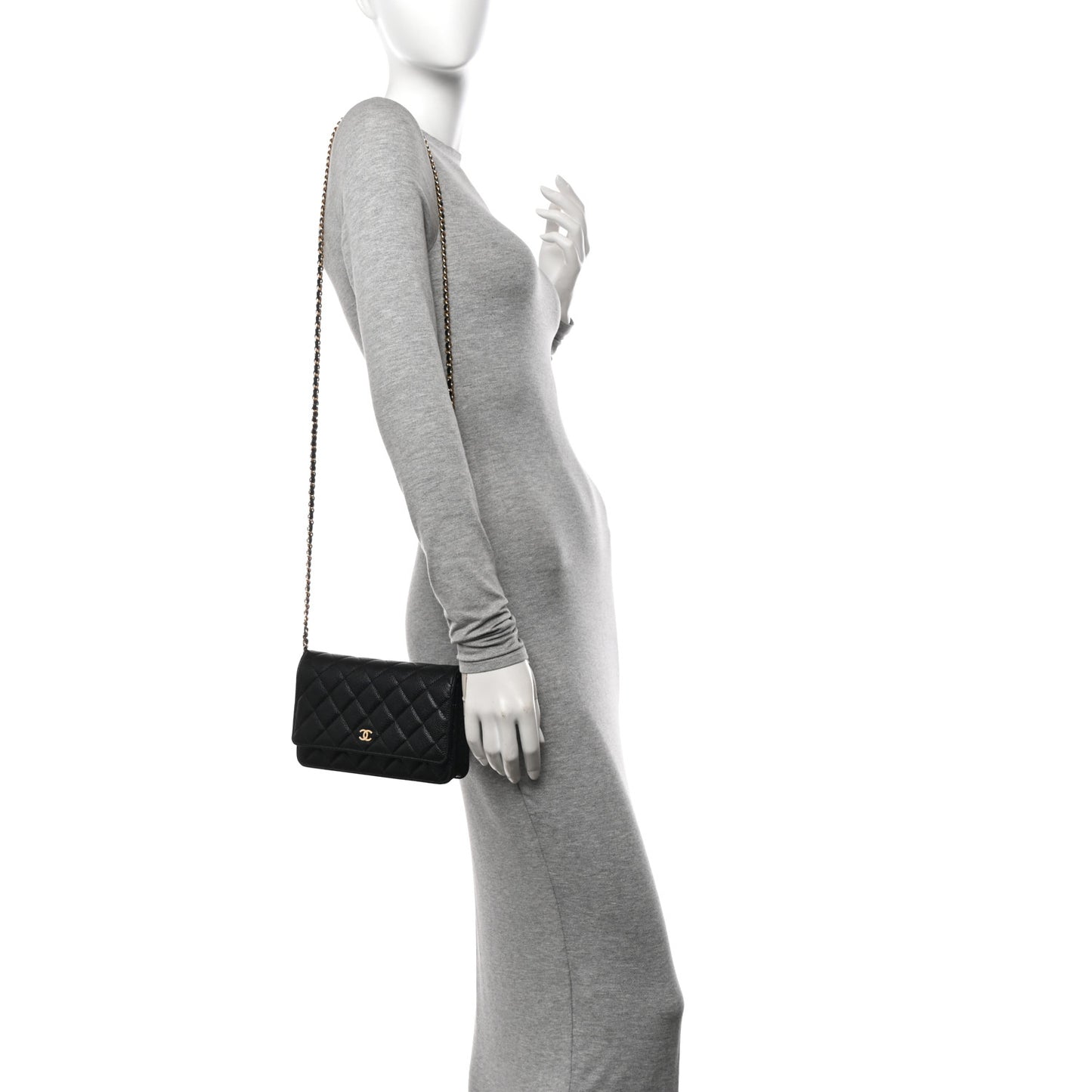 Caviar Quilted Wallet On Chain WOC Black