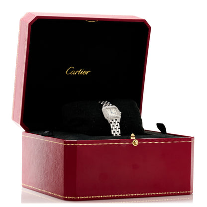 Cartier 18K White Gold Diamond Bezel 21mm Double Row Panthere Quartz Watch 5 of 5