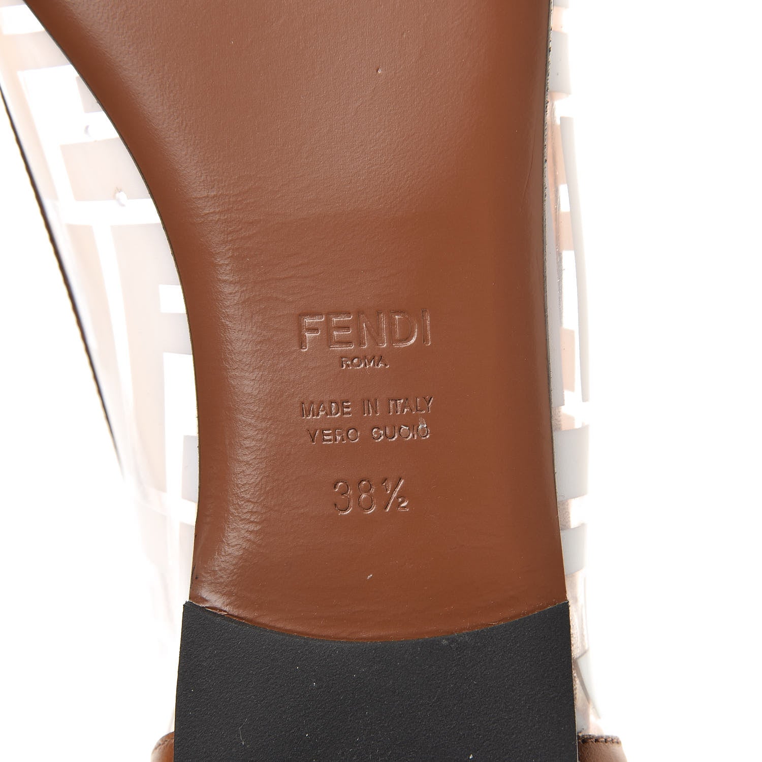 Fendi PVC Calfskin FF Colibri Ballerina Flats 38.5 White Cuoio 6 of 8