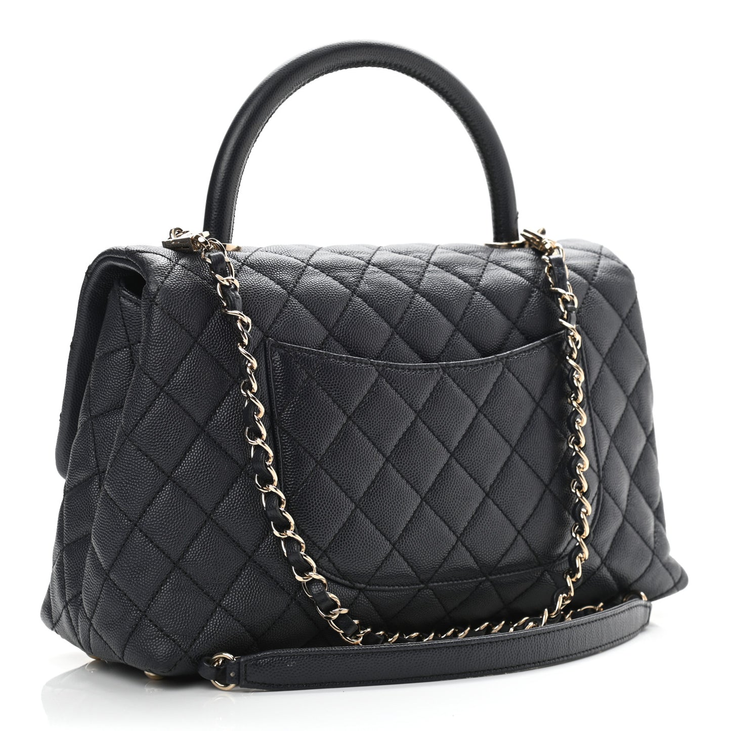 Caviar Quilted Small Coco Handle Flap Navy