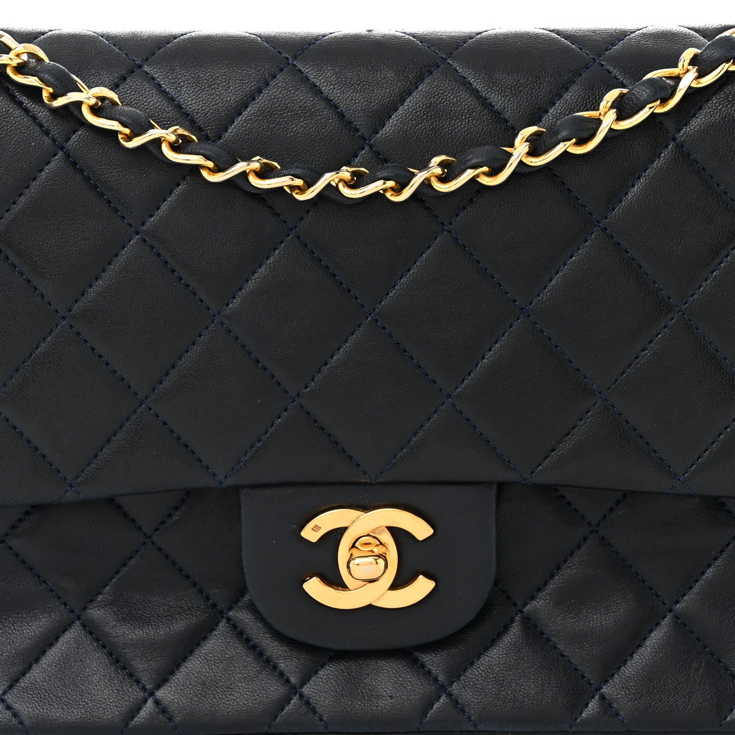 Chanel Lambskin Quilted Medium Double Flap Navy 7 of 11
