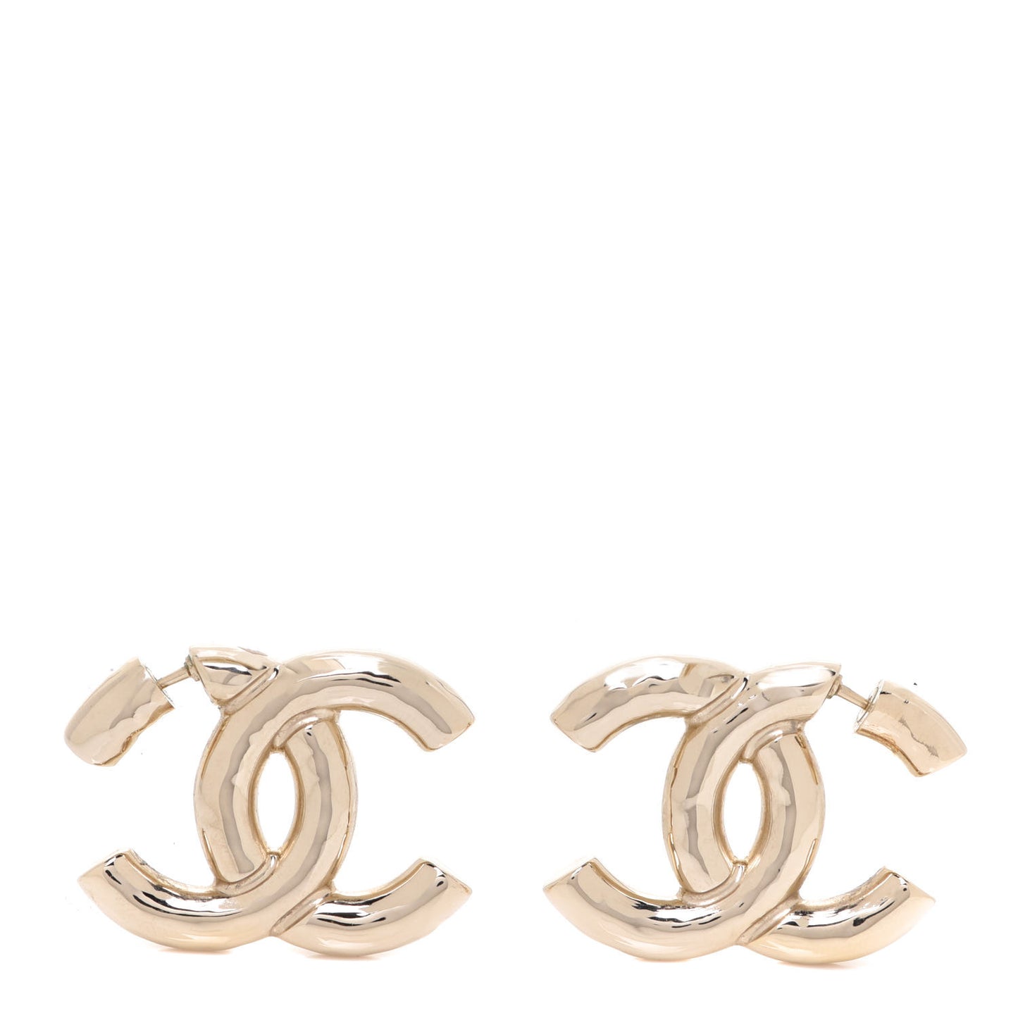 Metal Large CC Earrings Light Gold