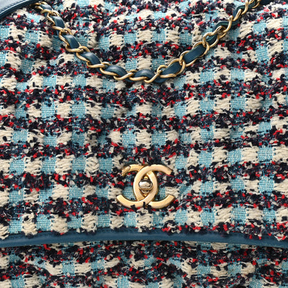 Chanel Lambskin Tweed Maxi Flap Blue Multicolor 7 of 13