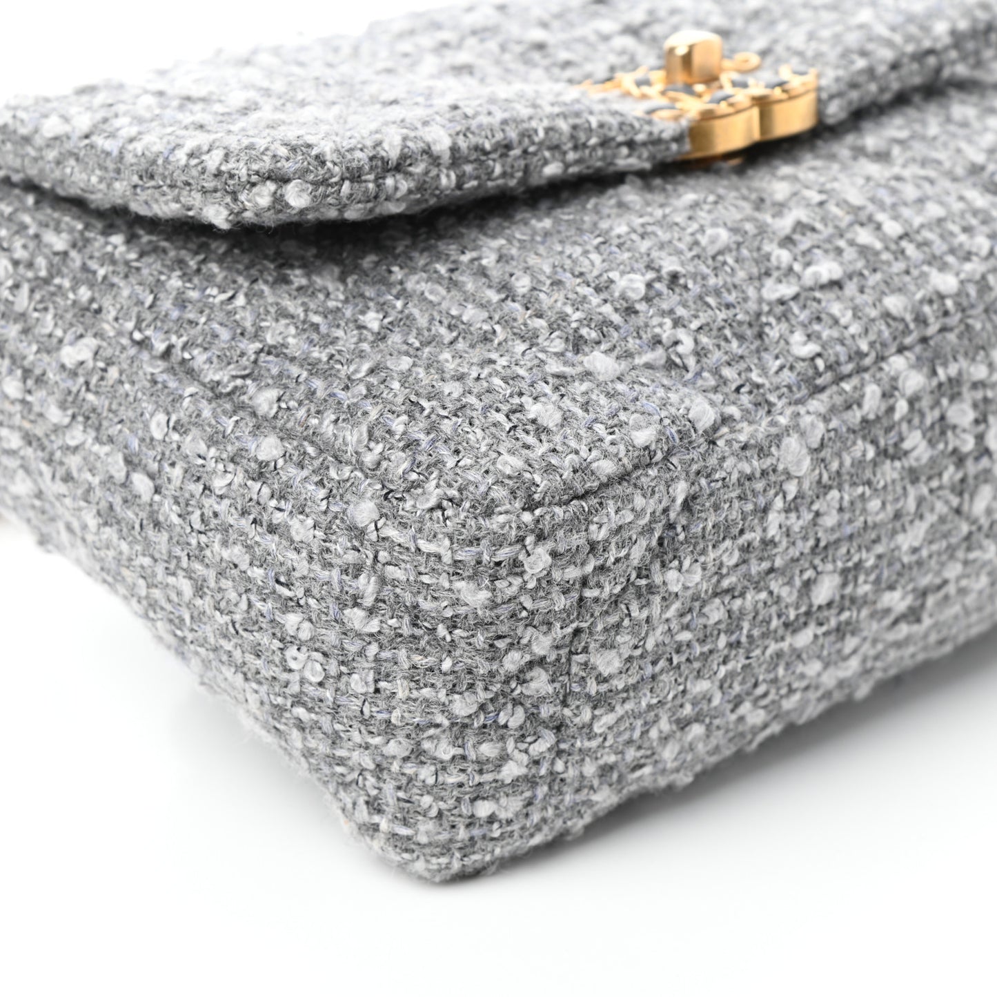 Tweed Quilted Medium Chanel 19 Flap Grey