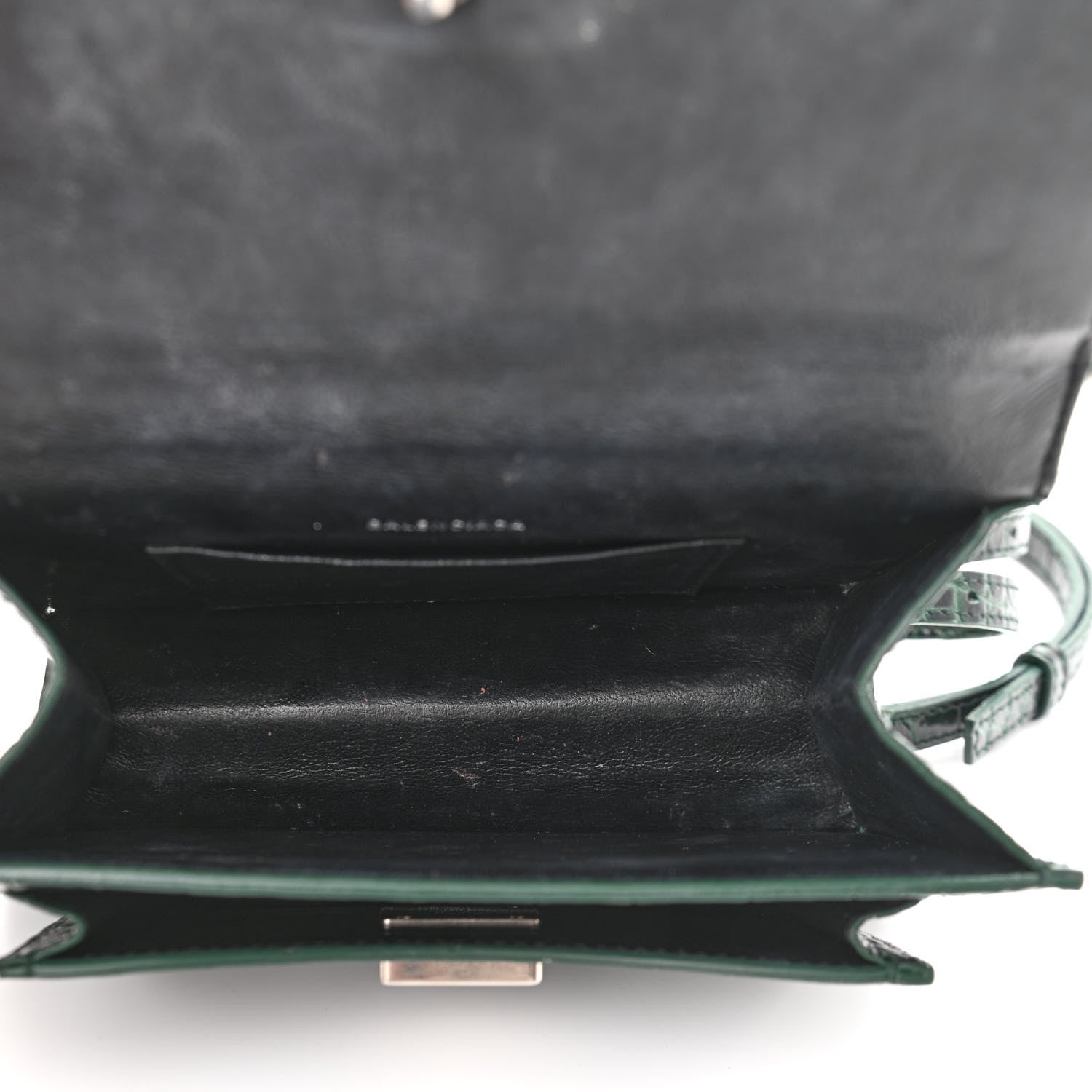 Balenciaga Shiny Calfskin Crocodile Embossed XS Sharp Top Handle Bag Forest Green 5 of 12