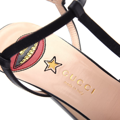 Gucci Malaga Kid Angel T-Strap Platform High Heel Pumps 39 Black 8 of 10