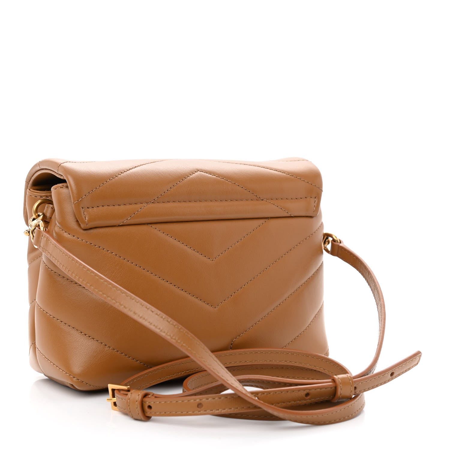 Saint Laurent Calfskin Y Quilted Monogram Toy Loulou Crossbody Bag Dark Natural 3 of 10