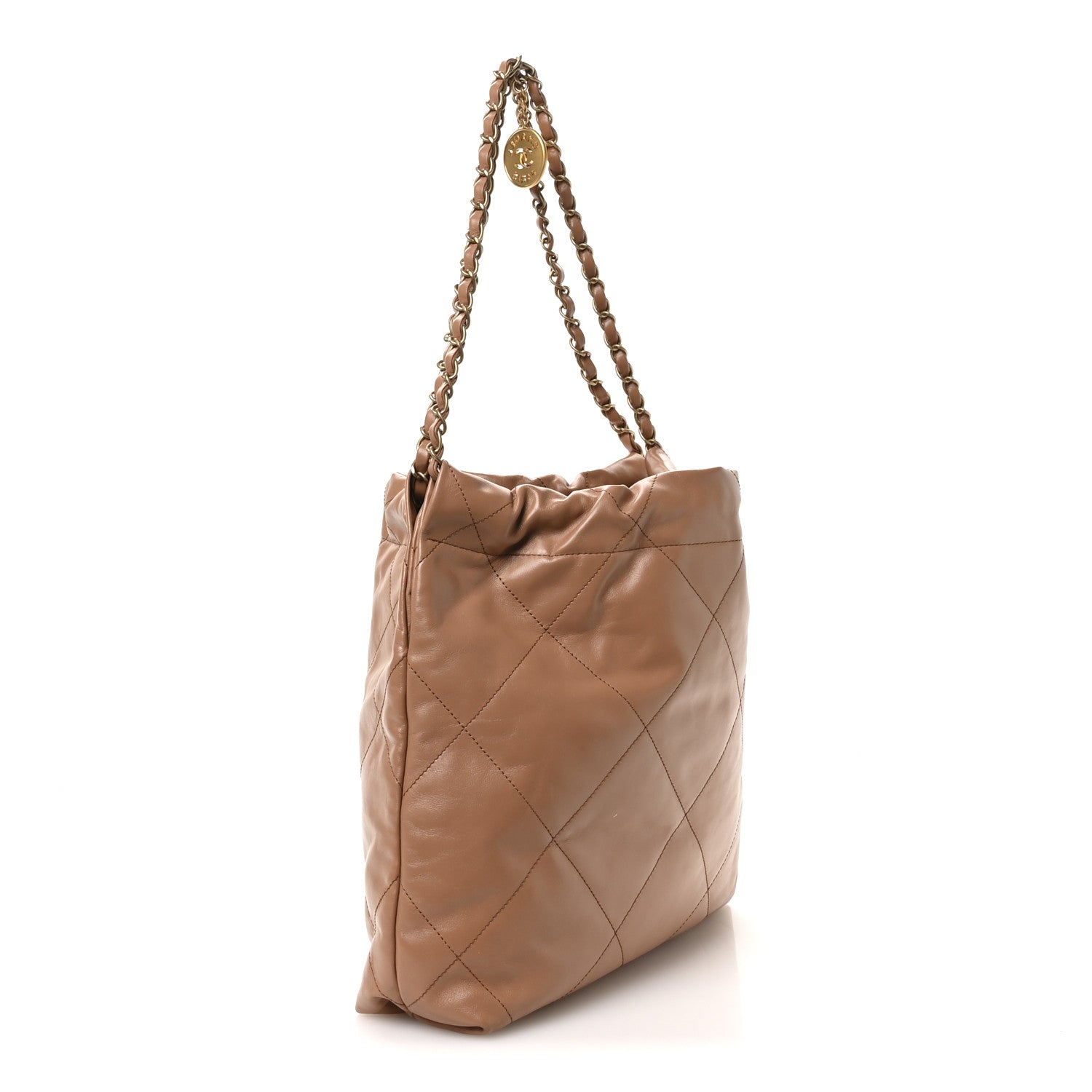 Chanel Shiny Calfskin Quilted Small Chanel 22 Camel 4 of 10