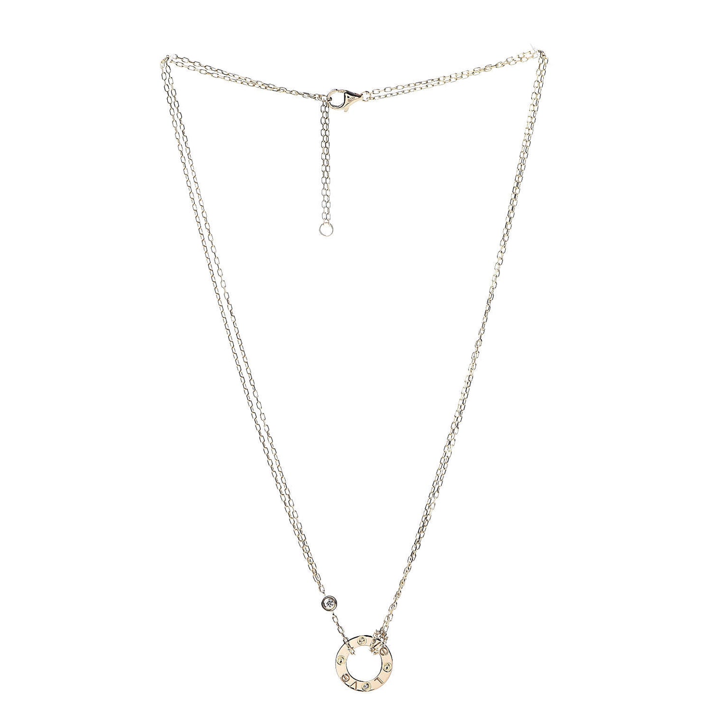 18K Yellow Gold 2 Diamond LOVE Necklace