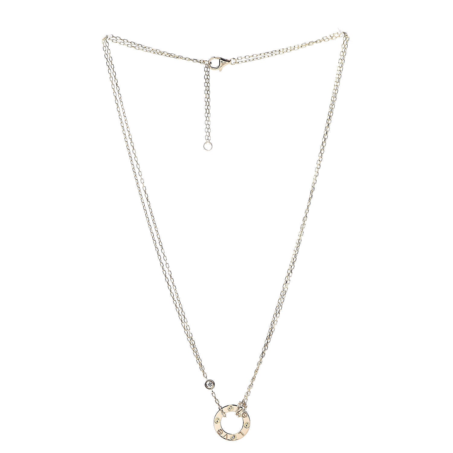 Cartier 18K Yellow Gold 2 Diamond LOVE Necklace 3 of 7