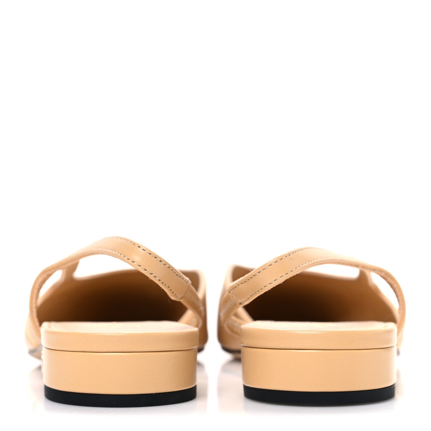 Goatskin Grosgrain Cap Toe CC Slingback Sandals 37.5 Beige Black