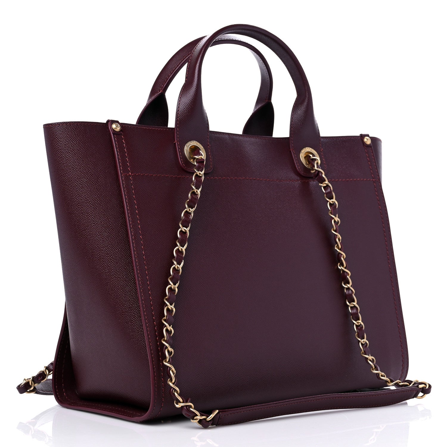 Chanel Caviar Small Studded Deauville Tote Burgundy 3 of 11