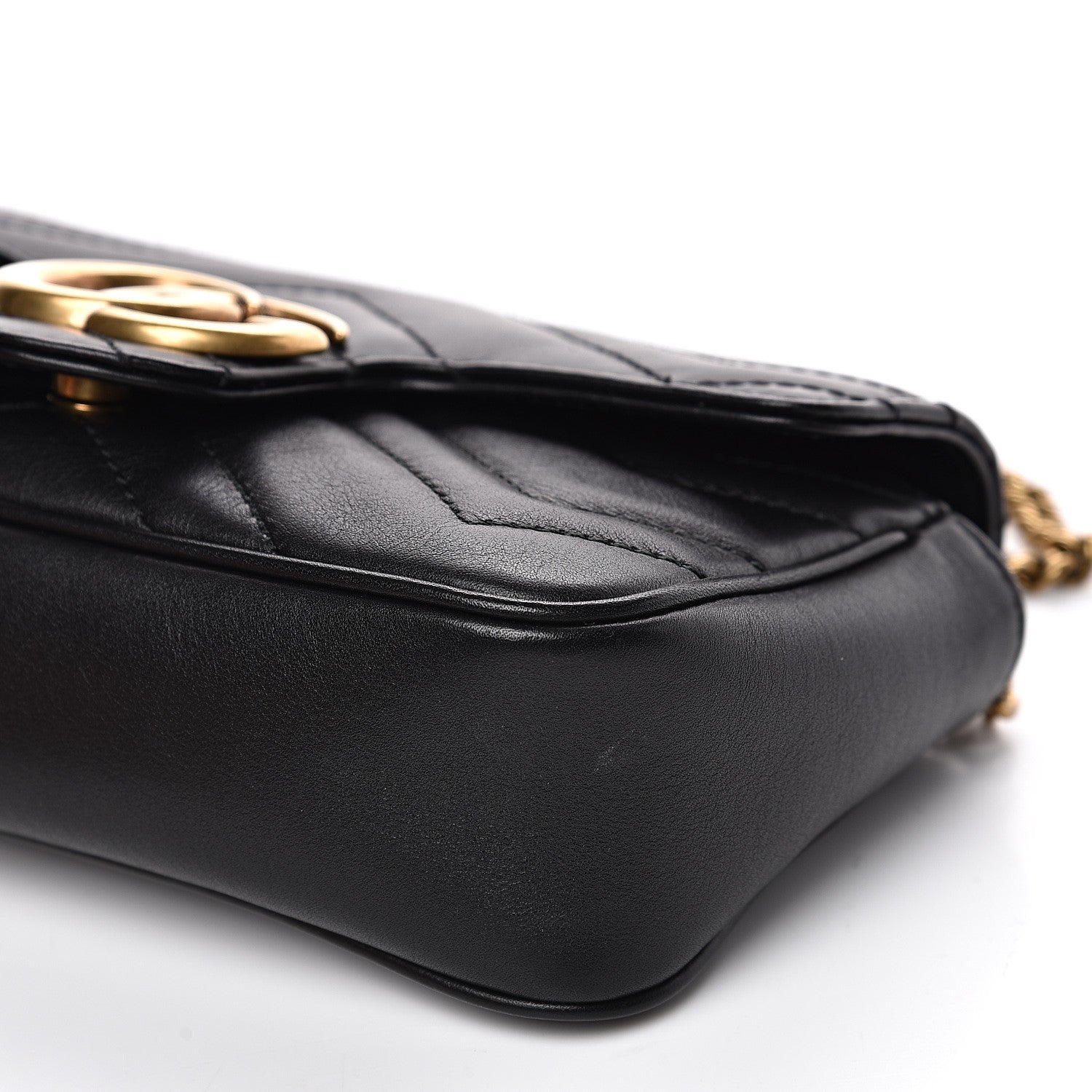 Gucci Calfskin Matelasse Super Mini GG Marmont Shoulder Bag Black 8 of 13
