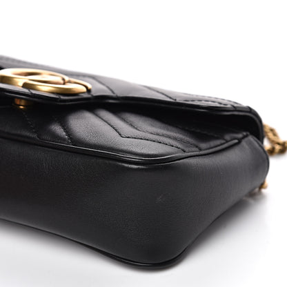 Gucci Calfskin Matelasse Super Mini GG Marmont Shoulder Bag Black 8 of 13