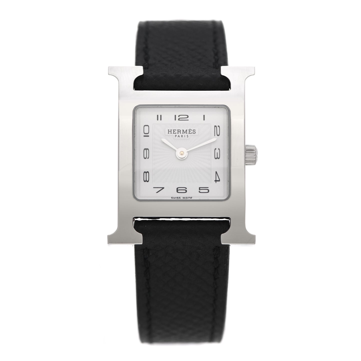 Stainless Steel Epsom 21mm Heure H Hour Quartz Watch Noir