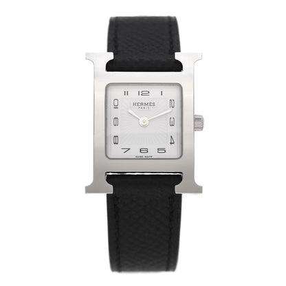 Hermes Stainless Steel Epsom 21mm Heure H Hour Quartz Watch Noir 2 of 10