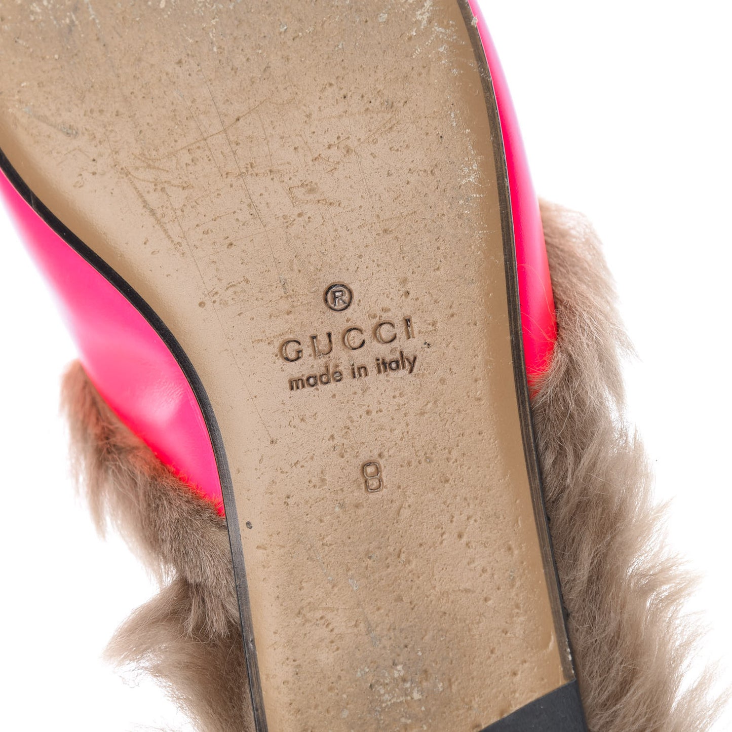 Calfskin Fur Mens Princetown Slippers 8 Fuxia Fluo Natural