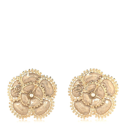 Chanel Pearl CC Camellia Earrings Gold 1 of 4