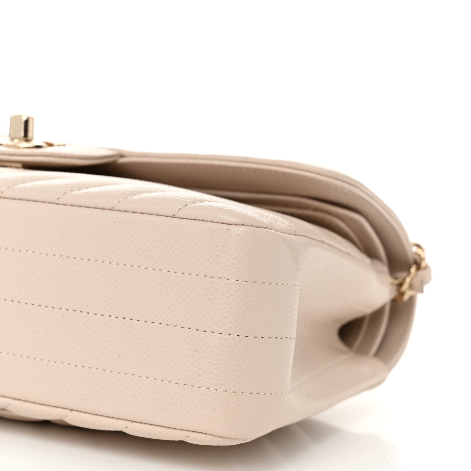 Chanel Caviar Chevron Quilted Small Double Flap Beige 10 of 10