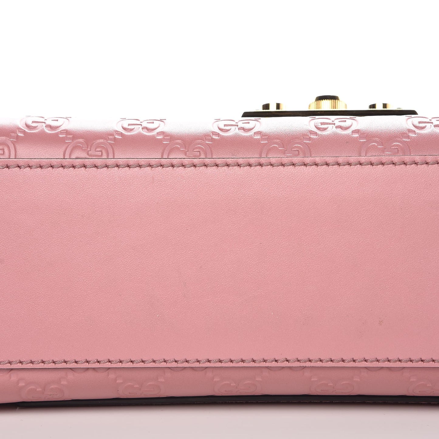 Guccissima Signature Medium Padlock Shoulder Bag Rose Baby Candy