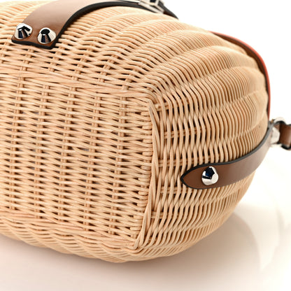 Prada Wicker City Calfskin Shoulder Bag Naturale Cognac 10 of 11
