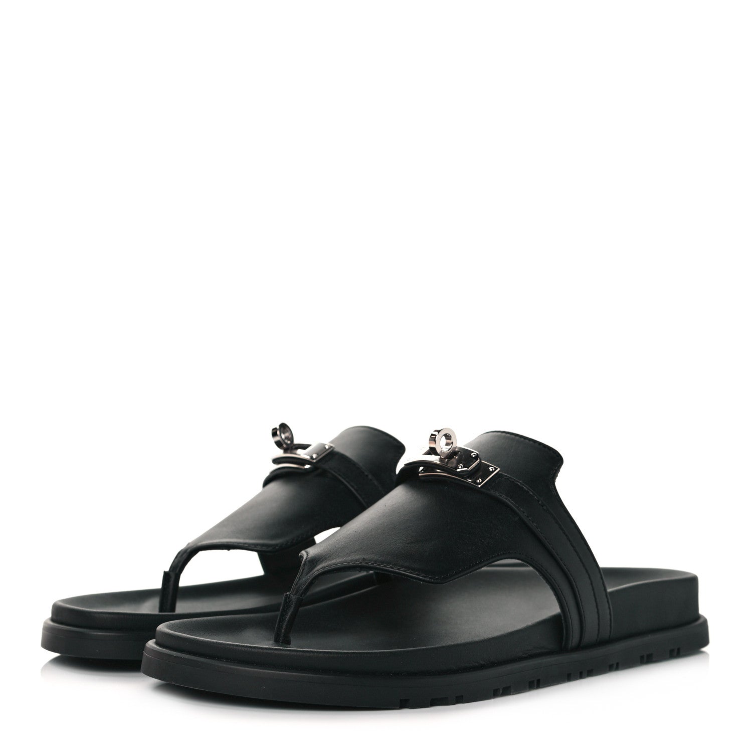 Hermes Calfskin Womens Empire Sandals 38 Black 3 of 9