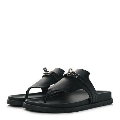 Hermes Calfskin Womens Empire Sandals 38 Black 3 of 9
