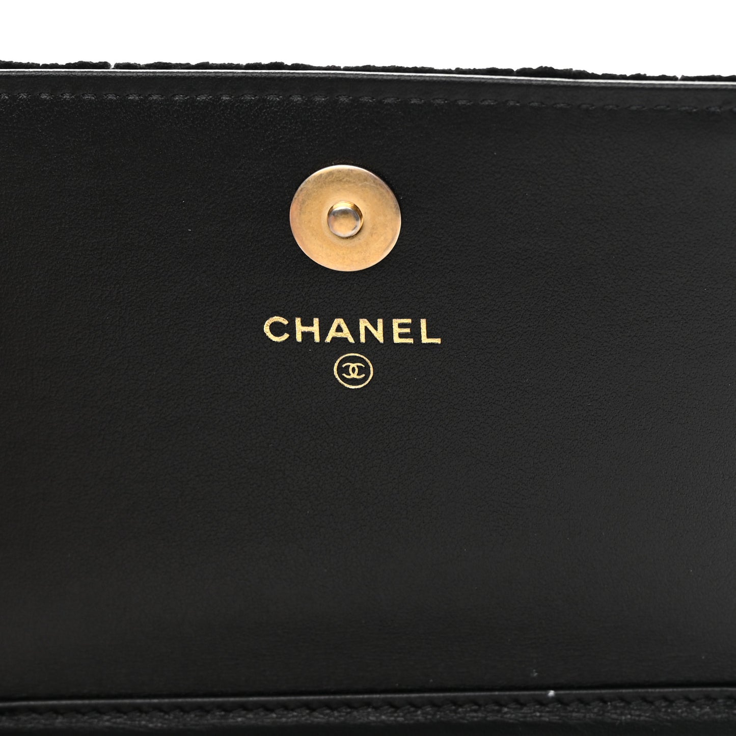 Velvet Quilted Camellia Velvet Flap Coin Purse With Chain Black