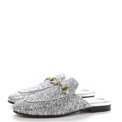 Gucci Glitter Womens Princetown Slippers 35 Silver 3 of 9