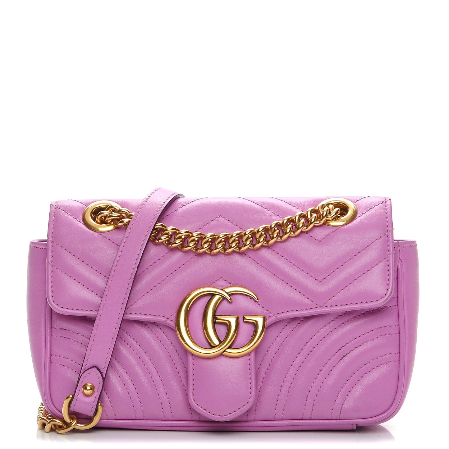 Calfskin Matelasse Mini GG Marmont Shoulder Bag Candy Mousse