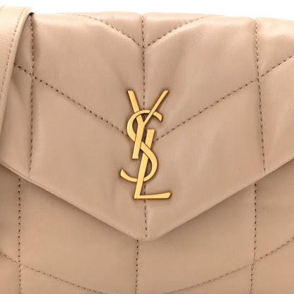 Saint Laurent Lambskin Quilted Toy Loulou Puffer Monogram Chain Satchel Dark Beige 9 of 12