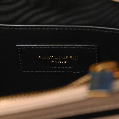 Saint Laurent Sheepskin Matelasse Chevron Monogram Medium College Bag Dark Beige 6 of 9