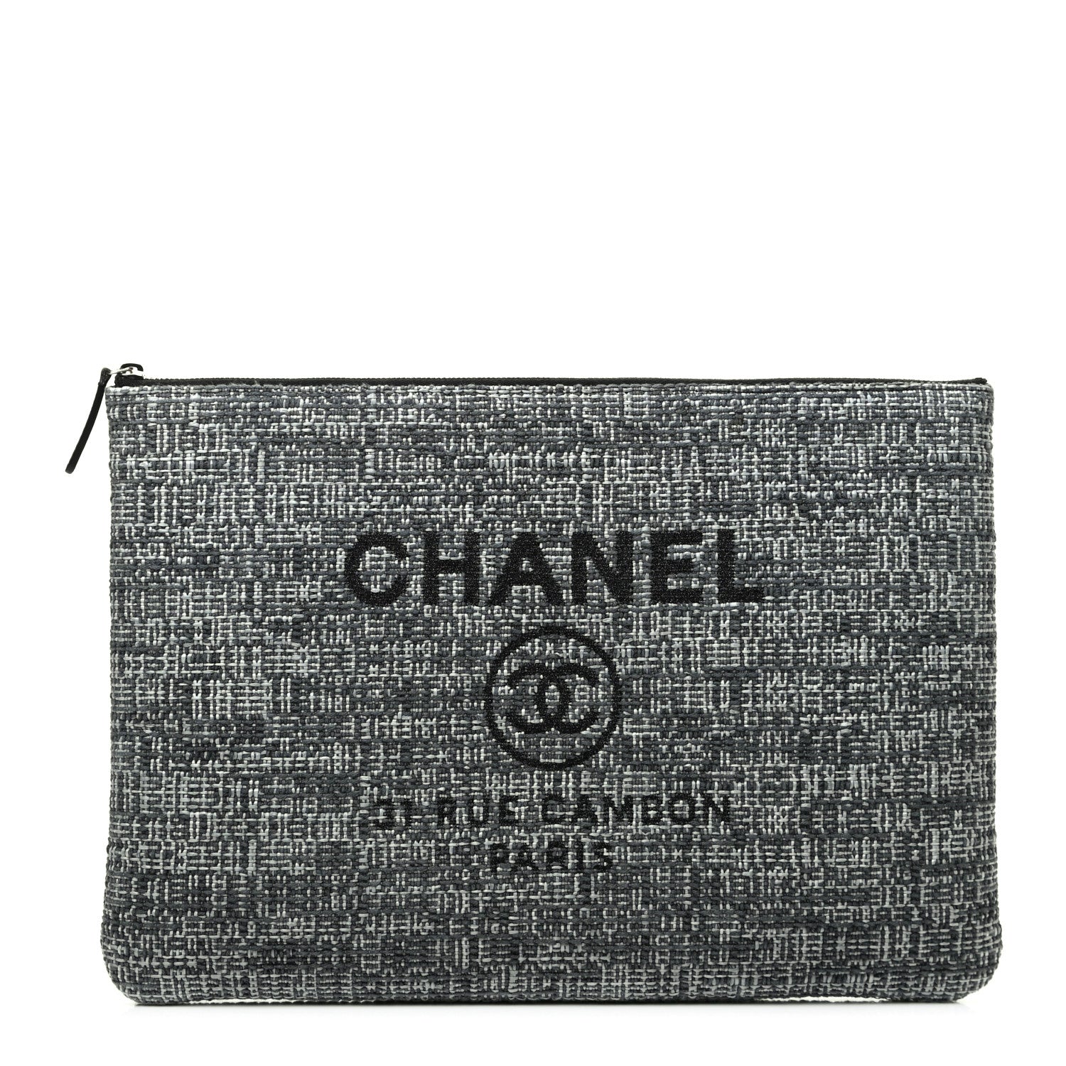 Chanel Canvas Medium Deauville Cosmetic Pouch Grey 1 of 7