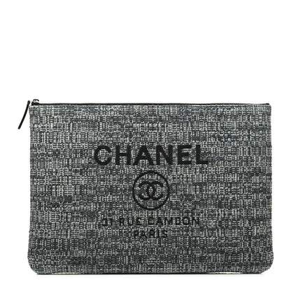 Chanel Canvas Medium Deauville Cosmetic Pouch Grey 1 of 7