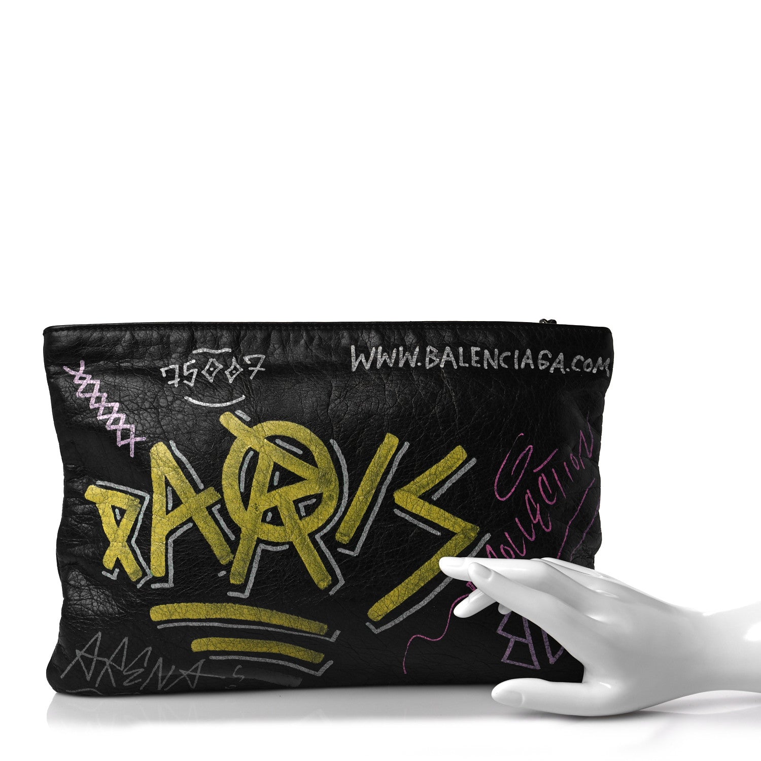 Balenciaga Agneau Arena Graffiti All Over Explorer Pouch Black Multicolor 2 of 8
