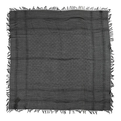 Gucci Wool Silk GG Monogram Diamante Plaid Surviee Shawl Graphite Black 1 of 4