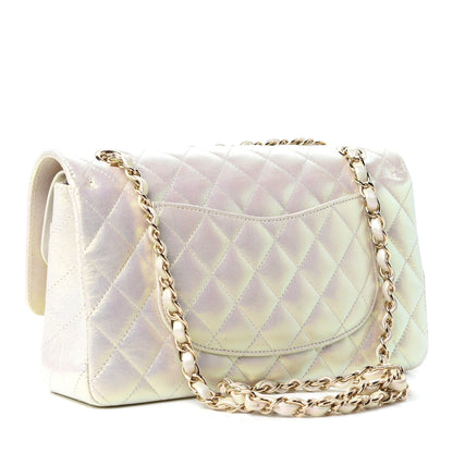 Chanel Iridescent Lambskin Quilted Medium Double Flap Ivory 3 of 10