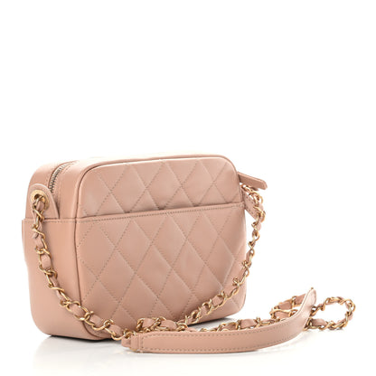 Chanel Calfskin Quilted Enchained Camera Case Bag Beige 3 of 11