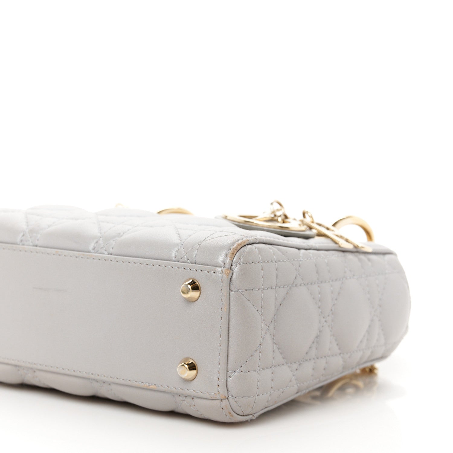 Christian Dior Metallic Lambskin Cannage Mini Lady Dior Grey 11 of 12