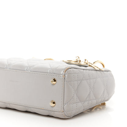 Christian Dior Metallic Lambskin Cannage Mini Lady Dior Grey 11 of 12