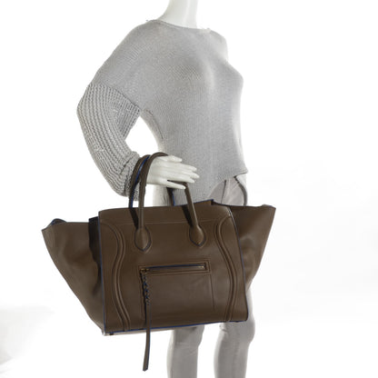 Celine Supple Calfskin Medium Phantom Luggage Khaki Cobalt Trim 3 of 10