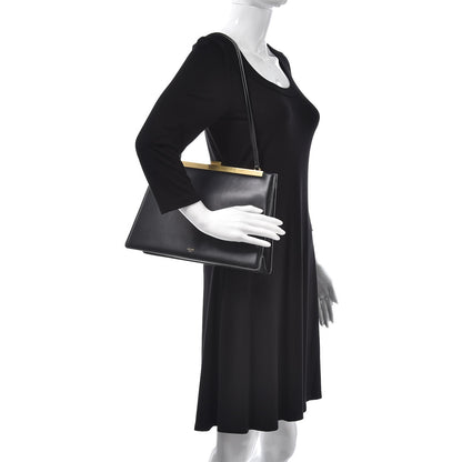 Celine Smooth Calfskin Medium Clasp Shoulder Bag Black 2 of 11
