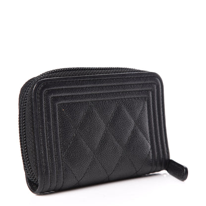 Chanel Caviar Quilted Boy Zip Around Coin Purse Wallet Black 3 of 7