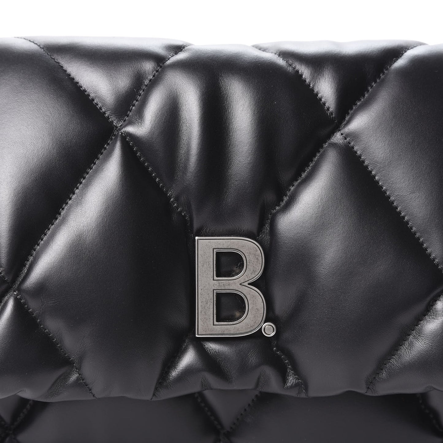 Nappa Calfskin Quilted Touch B Puffy Clutch Black