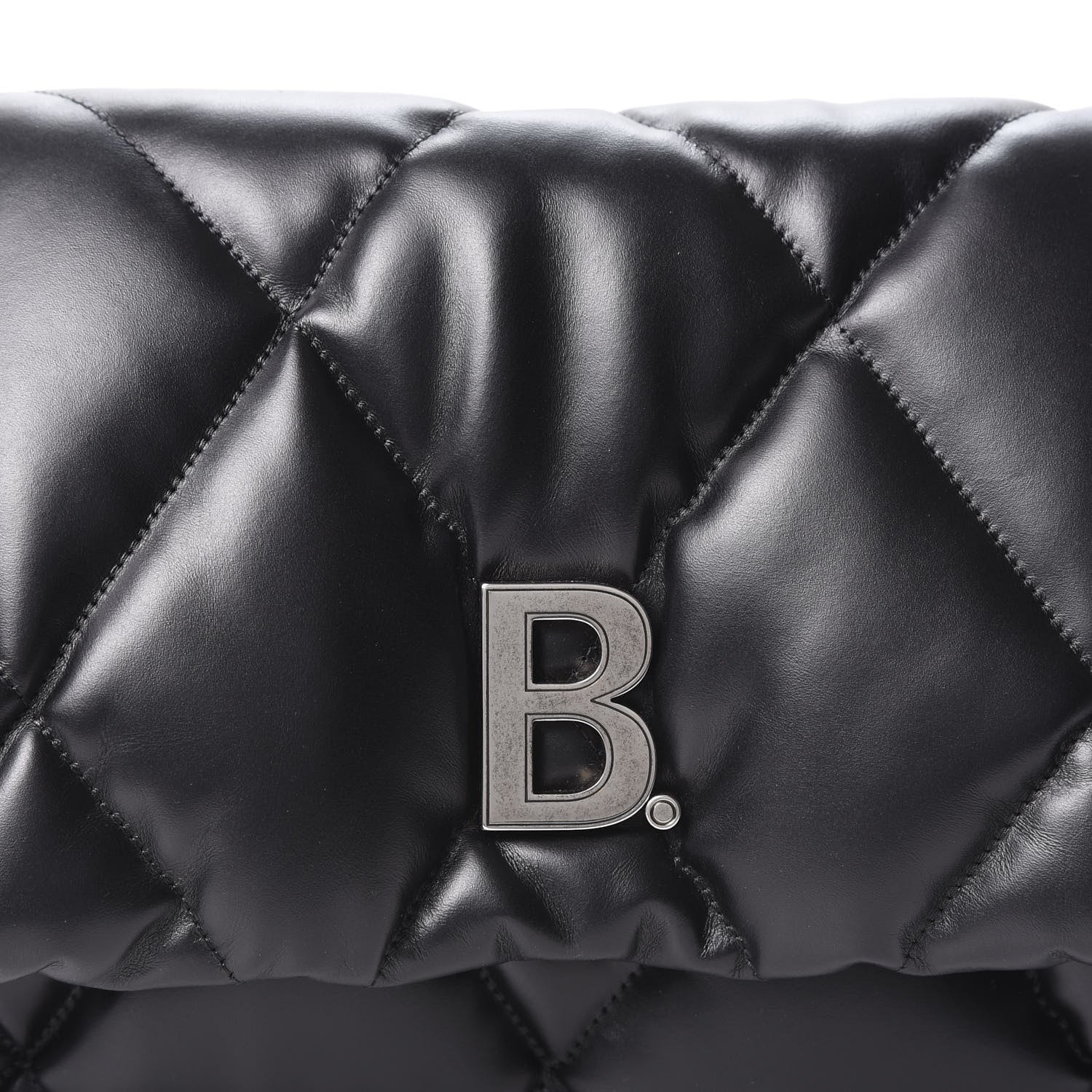 Balenciaga Nappa Calfskin Quilted Touch B Puffy Clutch Black 8 of 8
