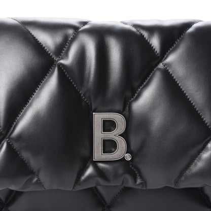 Balenciaga Nappa Calfskin Quilted Touch B Puffy Clutch Black 8 of 8