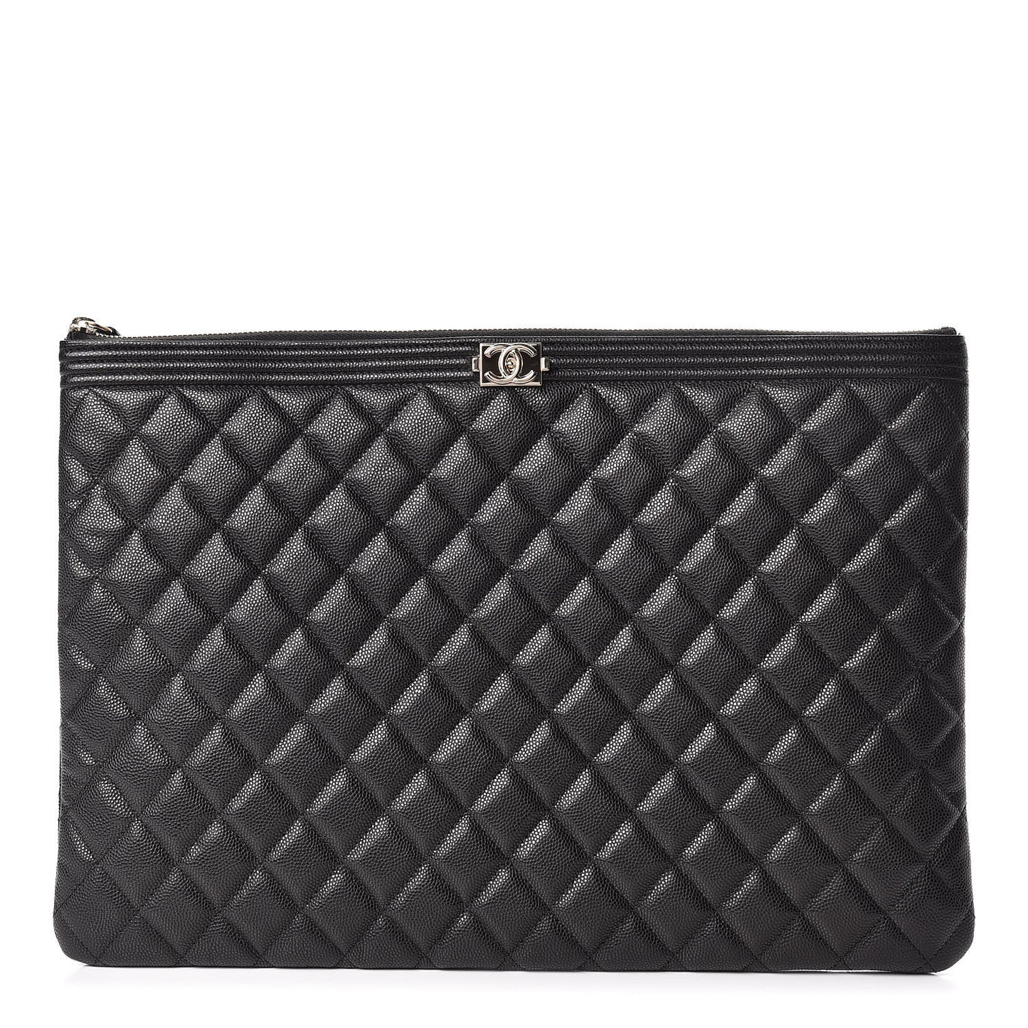 Caviar Quilted Large Boy Cosmetic Case Black
