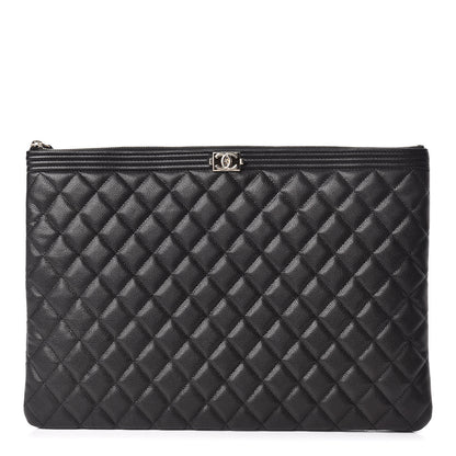 Chanel Caviar Quilted Large Boy Cosmetic Case Black 1 of 11